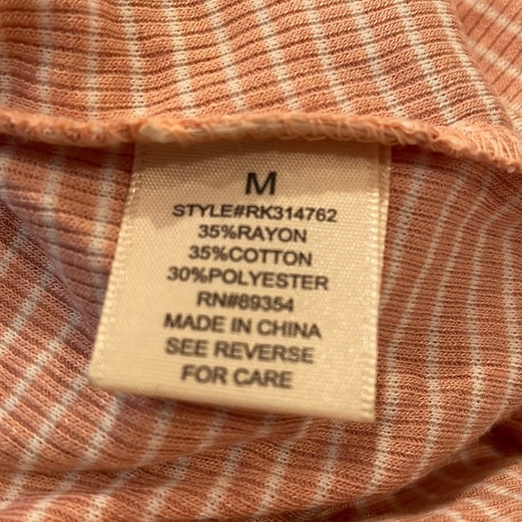 NWT (M) pink stripe thong bodysuit cotton mix softest tee shirt cap sleeeve - Picture 6 of 9